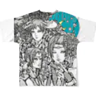 SHINN.U ONLINEのMEGAMI（ロゴ黒） All-Over Print T-Shirt :back