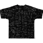 ウーパールーパーの館の筋トレ&ストレッチ黒Tシャツ フルグラフィックTシャツの背面