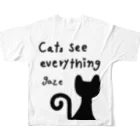 KOBACHIの隠れ家の猫は見ている...猫は全てお見通し🐈‍⬛✨ フルグラフィックTシャツの背面