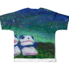 やまのうえのきのこのお店　～きのこ&パンダ～の「星を見るパンダ」 フルグラフィックTシャツの背面