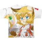 もふもふ♡けもっ娘村　(摩耶夕湖)のお稲荷ちゃん　メイドさんアルバイト All-Over Print T-Shirt :back