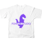 PONPON STUDIOのビッグ［PONPON FRIENDS SERIES］ フルグラフィックTシャツの背面