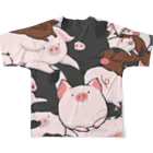 BUTA-CHANsのぶたちゃんず　ぶたまみれイラスト フルグラフィックTシャツの背面