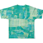 tailor P-cafe by HNPeerのORIコラージュPRINT -green All-Over Print T-Shirt :back