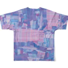 tailor P-cafe by HNPeerのORIコラージュPRINT -blue All-Over Print T-Shirt :back