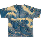 流水*ryu-sui@NFT AIartist/流浪人の彩波〜Ayanami〜Coloring Waves All-Over Print T-Shirt :back