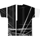 【松】黒金アートこぎん和紙和柄の96005黒シリーズblack All-Over Print T-Shirt :back