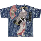 PALA's SHOP　cool、シュール、古風、和風、の和風　浮世絵 「渓斎英泉 」美人画　□ All-Over Print T-Shirt :back