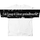 Cafe Lounge & Library pratimākrrm cĥā -ゆるやかな彫刻-のSLOW TIME ハートロック フルグラフィックTシャツの背面