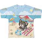 にこねこ【保護猫の保育園】のぴーたん海水浴フルグラフィックTシャツ フルグラフィックTシャツの背面
