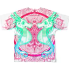 ﾈﾓﾌｨﾗのタツノオトシゴ 曼荼羅 白 All-Over Print T-Shirt :back