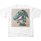 ゆるっと個性のT-Rexアリゲーター All-Over Print T-Shirt :back