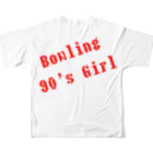 ボウリング アートショップのBowling 90's  Girl All-Over Print T-Shirt :back