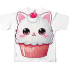 Vasetti_pressのカップケーキの猫ちゃん フルグラフィックTシャツの背面