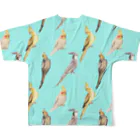 甘えん坊オカメインコのオカメインコいっぱい！ フルグラフィックTシャツの背面