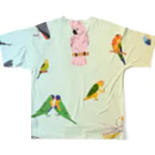 甘えん坊オカメインコのとにかくインコが好き！ フルグラフィックTシャツの背面