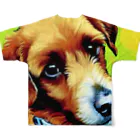 ハッピー・ディライト・ストアの見つめる愛犬 All-Over Print T-Shirt :back