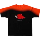 G-HERRINGのベニザケ；紅鮭！（RED SALMON；レッドサーモン）あらゆる生命たちへ感謝をささげます。 フルグラフィックTシャツの背面