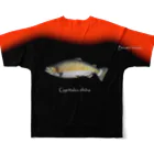 G-HERRINGのブラウントラウト（ Brown trout ）あらゆる生命たちへ感謝をささげます。 フルグラフィックTシャツの背面