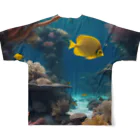 DapperMixの魚の楽園、海底の宝グッズ フルグラフィックTシャツの背面