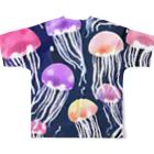 人生を笑いに変えるアートのクラゲのように無になろう All-Over Print T-Shirt :back