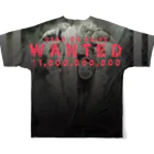 PALA's SHOP　cool、シュール、古風、和風、のWANTED-Ⅲ 「dead or alive」$1,000,000,000 All-Over Print T-Shirt :back