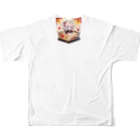 那須モバイル店の帽子を被る女の子 All-Over Print T-Shirt :back