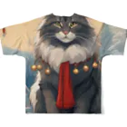 ruiruirの猫　冬　クリスマス All-Over Print T-Shirt :back