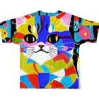 629_CAT_ARTのカラフルキャット フルグラフィックTシャツの背面