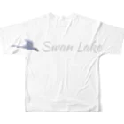 月夜のタツノオトシゴのSwan Lake フルグラフィックTシャツの背面