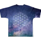 metao dzn【メタヲデザイン】の宇宙TEE001（神聖幾何学） フルグラフィックTシャツの背面