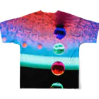 でおきしりぼ子の実験室のParticles‘ World(AI -Aided Design)-Square Pics フルグラフィックTシャツの背面