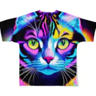 629_CAT_ARTのカラフルサイバーキャット vol2 フルグラフィックTシャツの背面