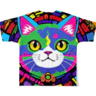 629_CAT_ARTのカラフルキャット All-Over Print T-Shirt :back