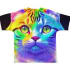 629_CAT_ARTのカラフルサイバーキャット vol3 フルグラフィックTシャツの背面