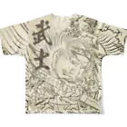 PALA's SHOP　cool、シュール、古風、和風、の武士「葛飾北斎画」切り抜き) フルグラフィックTシャツの背面