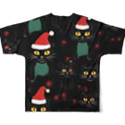 宇宙黒猫キョロちゃんの宇宙黒猫キョロちゃんとX'mas🎄 All-Over Print T-Shirt :back