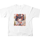 rina-suzuの新春の可愛い女の子 フルグラフィックTシャツの背面
