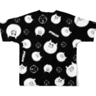 おおつかみきのNYAONにゃおん！(総柄)黒地×ホワイト All-Over Print T-Shirt :back