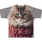 てくのちゃんのサンタを信じてる猫 フルグラフィックTシャツの背面