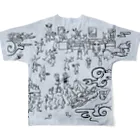 YOUMSの地獄極楽兎座戯画　白縹（しろはなだ）  All-Over Print T-Shirt :back