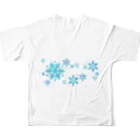 このはな素材屋のグッズ屋の雪もよう008（ターコイズ） フルグラフィックTシャツの背面