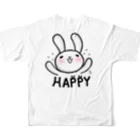 アトリエ トモルのHAPPYお祝いうさぎ All-Over Print T-Shirt :back