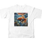 アートフル・メッセンジャーの金運招福金魚様 All-Over Print T-Shirt :back