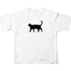 Teatime ティータイムの黒猫は見ていた　ねこ フルグラフィックTシャツの背面