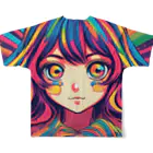 NonsenseCatのサイケ少女 All-Over Print T-Shirt :back