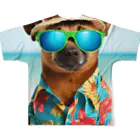 MACOCCHIのハワイアンスタイル全開！アロハシャツを着こなすかわいいワンちゃん♪ フルグラフィックTシャツの背面