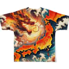 paradiamの激しい風が振る中、ひたむきに突き進む日本の魂。 All-Over Print T-Shirt :back