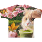 猫と紡ぐ物語の春の訪れを告げる桜満開 All-Over Print T-Shirt :back