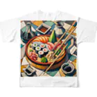 happiness_shopの美しい寿司の絵画 フルグラフィックTシャツの背面